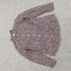 J. Crew Leopard Animal Spot Print Button Down Casual Womens preppy Top, Small